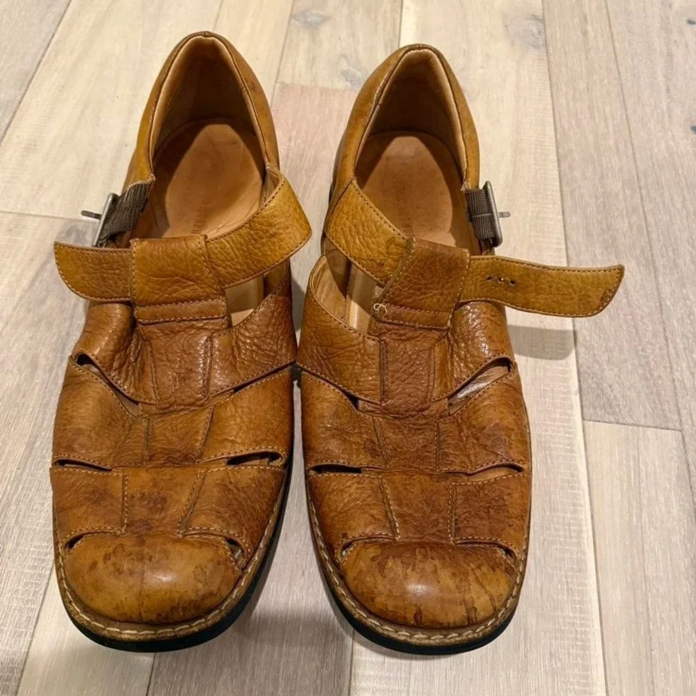 VINTAGE MADE IN BRAZIL Johnson and Murphy leather sandal shoes Sz 11